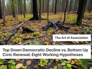 A preview of a news article titled, Top Down Democratic Decline vs. Bottom Up Civic Renewal: Eight Working Hypotheses