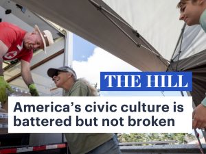 A preview of a news article titled, America’s civic culture is battered but not broken