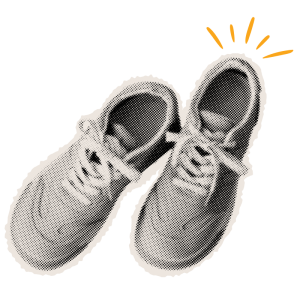 An illustrated graphic of a pair of sneakers.